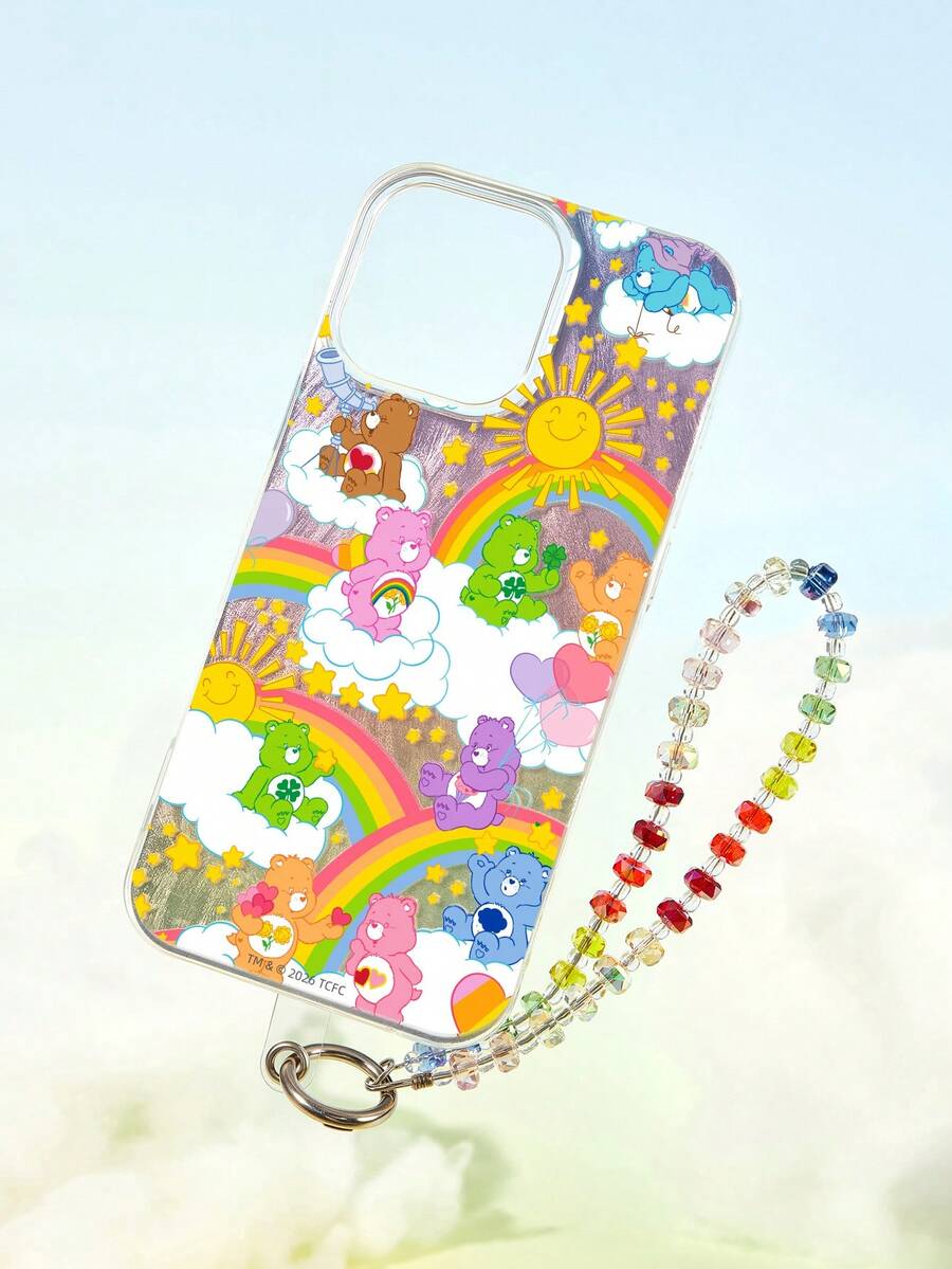 SHEIN X Care Bears Cartoon Printed Mobile Phone Case, With Mobile Phone Chain , Suitable For 11-17 Pro Max - Multicolor - View 1
