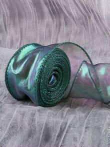 Gradient Iridescent Sheer Organza Ribbon Rolls, 4cm Width, About 9 Meters Per Roll, Shiny Transparent Chiffon Wavy Edge Ribbons For Gift Packaging, Floral Bouquet, Bow Making, Wedding DIY Decor - multicolor - View 23