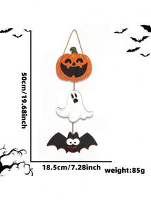 Halloween White Ghost Wooden Hanging Sign, Bat Spider Web Letter Door Hanger, Ghost Festival Home Decor - multicolor - View 3