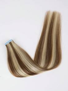 20pcs 50g Tape In Hair Extension, 100% Real Remy Human Hair Extension For Salon Silky Seamless Invisible Skin Weft Tape Ins,  For Thinning Hair Woman Natural Look  Can Be Reused ,For Fine Or Thin Hair ,Add Volume Halloween Costumes,Highlight 10P613# - S10/613 - View 6