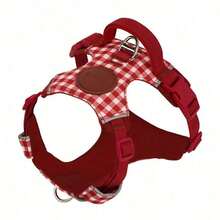 New 2 Pieces Dog Harness & Leash Set, Reflective Strip For Night Visibility, Lightweight Non-Stick Shoulder Protection, Ergonomic Design To Reduce Pressure, Anti-Pull Handle For Instant Control, High-Strength Metal Leash Clip, Durable Pom - Red - View 4