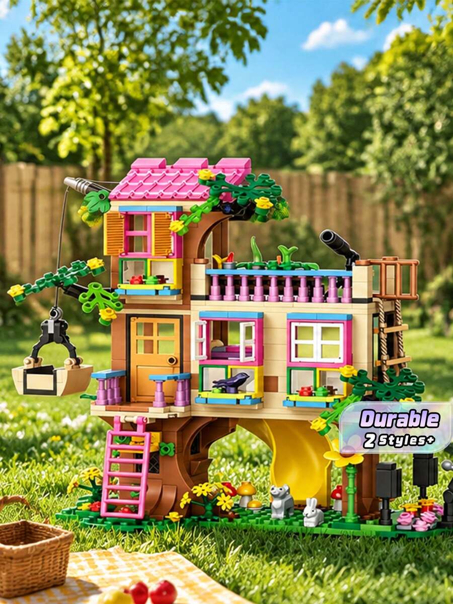 Treehouse Building Set - Forest Friendship House Building Blocks, Treehouse Construction Kit, Compatible With Multiple Blocks, Perfect For Birthdays, Christmas, And Gifting (685 Pieces) - Multicolor - View 1