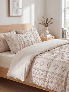 2/3Pcs Beige Bohemian Tufted Duvet Cover Set, Geometric Pattern Textured Bedding Set For All Seasons, Soft And Breathable Boho Decorative Duvet Cover, Queen, King (1 Duvet Cover + 1/2 Pillowcases, No Filler) - Beige - View 8