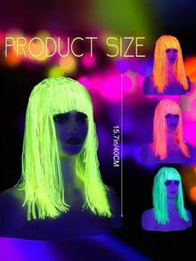 1pc/5pcs Glow In The Dark Fluorescent Wigs, Light Up Party Supplies ...