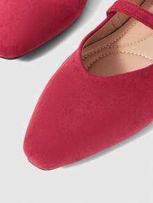 Sleekvia Buckle With Low Vamp Suede Soft-Soled Commuter Flats - Burgundy 1 - View 4