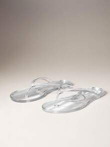 SHEIN VACAZURE Women's Round Toe Jelly Basic Flip Flop Jelly Sandals - fully transparent - View 9
