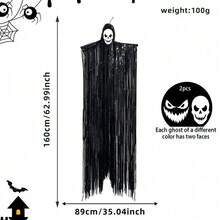 1 PC Halloween Decor Prop DIY Tassel Large Ghost Hanging Ornament, Ghost House Yard Atmosphere Decoration, Ghost Face Hanging Ghost Pendant - Ghost - View 19