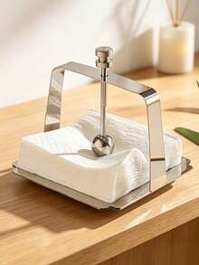 Pure Metal Paper Towel Holder, Square Frame, Restaurant/Hotel Dining Table Paper Towel Rack, Minimalist Napkin Holder, European-Style Paper Press Holder. - Multicolor - View 12