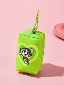 THE POWERPUFF GIRLS X SHEIN Universal Cartoon Character Printed Pet Walking 4-In-1 Set, Printed Vest Harness With Leash, Collar & Waste Storage Pouch, Outdoor Walking Gear For Dogs & Cats, Different Sizes - Green - View 8