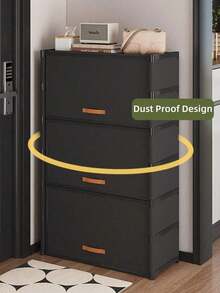 1pc Covered Dust-Proof Shoe Rack, Storage Shelf, Space-Saving, Durable & Stylish, Easy To Assemble & Disassemble, Portable, Suitable For Living Room, Bedroom, Entryway, Office, Home, Multi-Layer Storage, Holiday Gift, Christmas Gift, Gift - Multicolor - View 8
