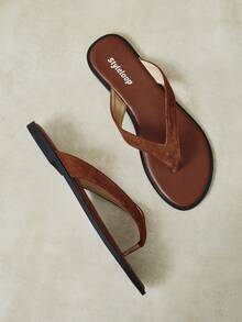 Styleloop Ladies, Buckle, Summer Style, Flat Sandals - Brown - View 6