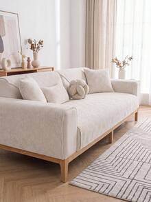 1Pc Four-Season Universal Sofa Cushion Chenier Modern Simple Non-Slip Sofa Cushion Cover, Machine Washable Room Decoration Pet-Friendly Protective Cover, Adjustable Corner Sofa Cover Suitable For Bedroom And Living Room Combination Cover Towel - Beige - View 5