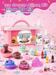 MINKOJA Set Mainan Pembuat Es Krim, Set Slime, Set Mainan Tanah Liat, Mainan Penghilang Stres, Pilihan Hadiah, Aktivitas Pesta, Mainan DIY Kreatif, Dekorasi, Ornamen, Mainan Ekstrusi, Set Pembuat Slime Es Krim, Slime Awan Mentega dan Busa, Set Slime Es Krim DIY - MultiWarna - View 2