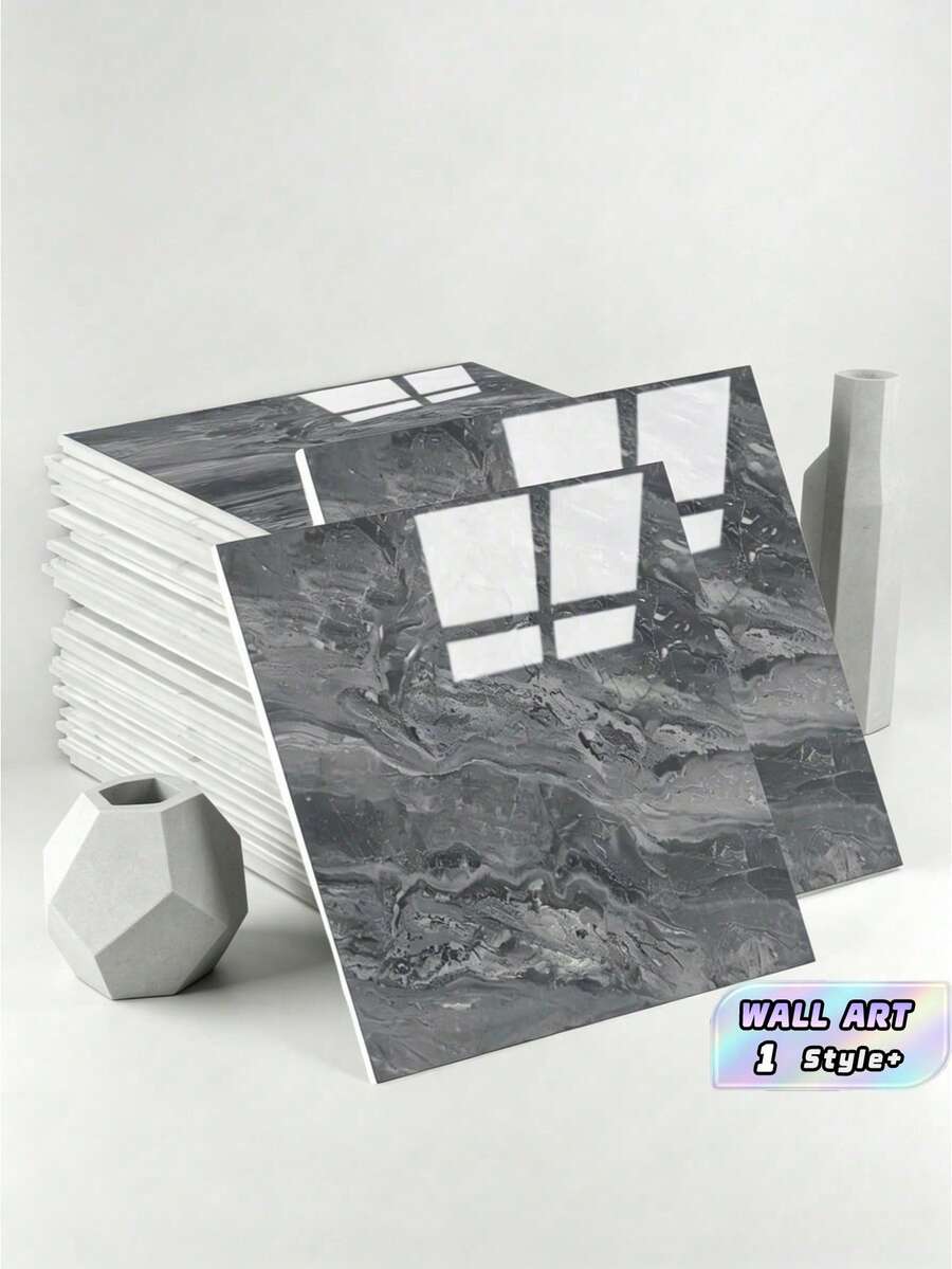 22 Pieces Marble Tile Stickers Peel And Stick Wallpaper Easy To Apply Remove Waterproof Oil Proof Heat Resistant Kitchen Bathroom Backsplash Countertop Home Renovation Self Adhesive Vinyl Wall Decor - multicolor - View 1