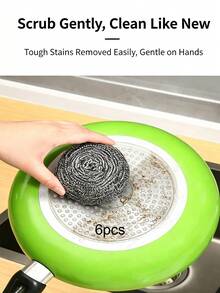 Galvanized Metal Steel Wire Ball Powerful Degreasing And Descaling Cleaning Ball Household Dishwashing Brush Pot Kitchen Cleaning Artifact Large Steel Wire Ball - 6Pcs - View 5
