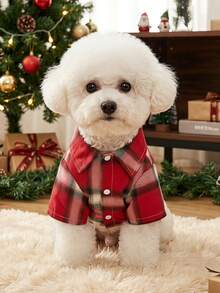 PETSIN Christmas Red And White Plaid Pet Shirt - Multicolor - View 6