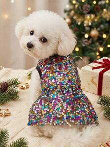 PETSIN Christmas Sequined Princess Dress For Pets, Sparkly Outfit For Parties - Purple - View 3