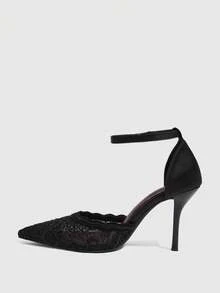 CUCCOO SZL Women's Shoes Fashion Classic Simple Buckle Commuter Office Wear Stiletto Heel High Heel Shoes - Black - View 4