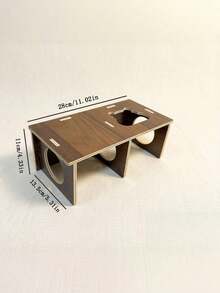 Brown Wooden Tunnel Hamster Cage Accessory, Solid Wood Platform Hamster Toy, Pet Habitat Landscape Decor Supplies - one-size - View 5