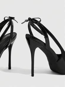 CUCCOO SZL Women's Pointed Toe Buckle Design Fashionable Elegant High Heels - Graphite Black - View 5