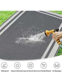 1 Piece Plastic Reversible Water-Resistant Rug, Durable Outdoor Non-Slip Rug For Garden, Patio, Camping, Swimming Pool, Backyard, Porch, And Hiking - A - View 5