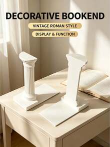 1PC Roman Column Bookends Desktop Organizer Non Slip Book Holder For Study Room Library Bookshelf Home Office Decoration - White - View 4