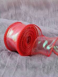 Gradient Iridescent Sheer Organza Ribbon Rolls, 4cm Width, About 9 Meters Per Roll, Shiny Transparent Chiffon Wavy Edge Ribbons For Gift Packaging, Floral Bouquet, Bow Making, Wedding DIY Decor - multicolor - View 22