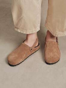 Solecia Autumn And Winter New Elegant Imitation Suede, Round Toe, Back Lift Buckle Design, Slip-On Off The Heel, Women's Flat Shoes Fall Shoes - Brown fleece - View 11