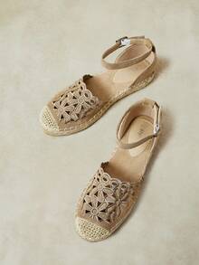Styleloop Damas, Cuerda de Paja, Hebillas, Zapatos Planos. - Caqui poco profundo - Ver 2