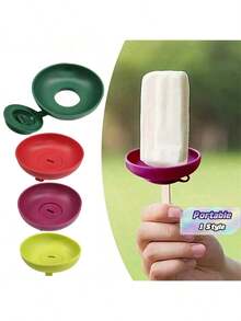 Silicone Ice Cream Support Stand, Summer Ice Pop Holder, Drip-Proof Ice Cream Cone Holder, Children'S Portable Ice Pop Mold Tray With Splash Guard - Multicolor - View 1