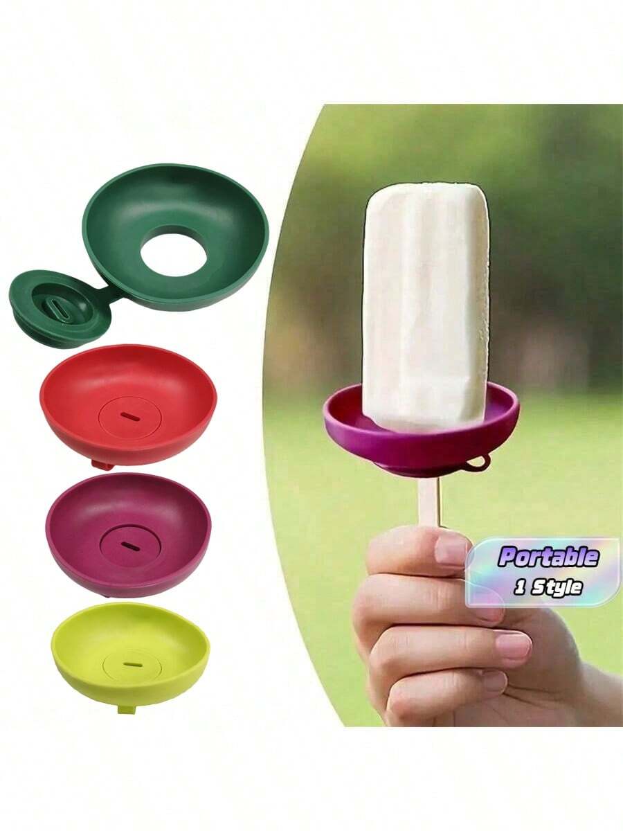Silicone Ice Cream Support Stand, Summer Ice Pop Holder, Drip-Proof Ice Cream Cone Holder, Children'S Portable Ice Pop Mold Tray With Splash Guard - Multicolor - View 1