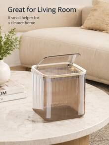 Cute Square Mini Transparent Desktop Trash Can High‑Appearance Small Paper Basket Household Waste Bin For Dorm Living Room Bedroom Compact Desk Garbage Holder Practical Dorm Desktop Daily Household Waste Accessory - multicolor - View 11