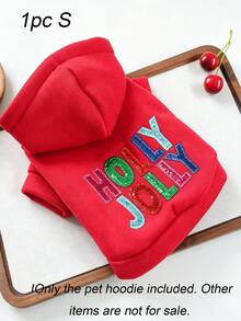 1件裝聖誕寵物連帽衛衣，薑餅屋馴鹿 JOY & Holly Jolly 亮片刺繡狗咪衛衣，保暖抓地設計小狗貓咪衣服 - holly - 查看 9