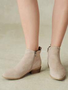 Styleloop Women's Ankle Boots And Ankle Boots, Slip-On Elastic Boots, Khaki Pointed Toe Street Rider Boots - Khaki 0036 - View 9