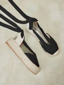 Styleloop Women's New Hemp Rope Woven Wedge Heel & Platform Shoes Bohemian Western Style Music Festival Wear Party Wear Platform Shoes Fall Shoes - Black 1 - View 11