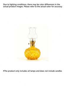1pc Vintage Windproof Adjustable Glass Oil Lamp, Indoor Outdoor Retro Decor Lamp, Camping Festival Home Ornament, Fuel Not Included - Kerosene Lamp - View 11