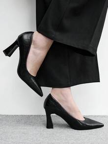 CUCCOO BIZCHIC New Pointed Head Shallow Mouth Sexy Lady Style Women's High Heels Spring Single Shoes Spring Break Easter - jet black - View 3