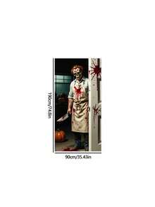 Halloween Door Curtain Decorations, Halloween Background Banner, Spooky‑Atmosphere Decor With Witch And Skull Door Cover - multicolor - View 11