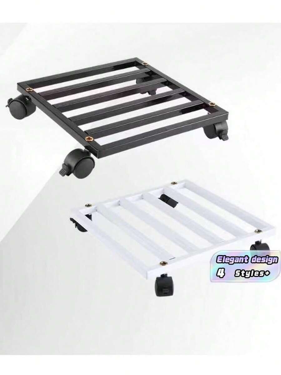 Heavy-Duty Metal Cart, Non-Slip Wheels With Lockable Mechanism, Sturdy Square Shelves - Multi-Purpose Cart For Indoor And Outdoor Use With Locking Mechanism, Suitable For Home, Garden - Multicolor - View 1