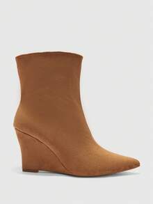 CUCCOO BIZCHIC Women Shoes Pointed Toe Wedge Camel Suede Elegant Versatile Commute Fall Winter Ankle Boots Ankle Boots Fall Boots - Camel - View 2