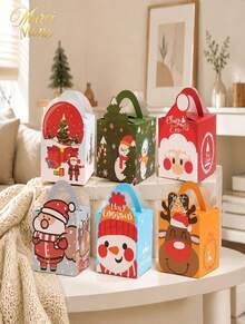 Muroi Mono 6PCS/12PCS Christmas Hand‑Held Gift Boxes, Fresh And Healing Cartoon Style, Fold‑Free Easy‑To‑Assemble Paper Boxes, For Storing Small Festive Snacks, Christmas Party Favours And Gift Repackaging - View 11
