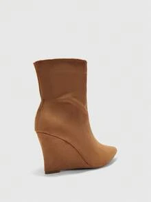 CUCCOO BIZCHIC Women Shoes Pointed Toe Wedge Camel Suede Elegant Versatile Commute Fall Winter Ankle Boots Ankle Boots Fall Boots - Camel - View 7