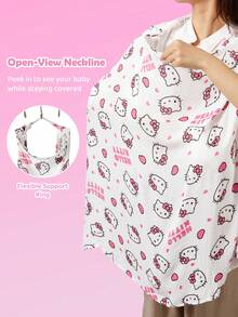 HELLO KITTY AND FRIENDS | SHEIN 1件卡通可愛印花哺乳睡袍，外出嬰兒推車遮蓋罩，柔軟舒適，四季日常使用 - 彩色 - 查看 4