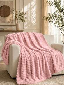 Cirelle Ultra Soft Plush Faux Fur Throw Blanket, Textured Wave Ribbed Fleece Blanket, Warm Cozy Decorative Blanket Throw For Couch, Sofa, Bed, Bedroom Decor - Bean paste color - View 6