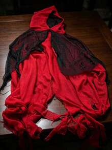 1件標準網格輕量破舊死神披風 Cosplay道具 紅黑配色 萬聖節派對服裝 成人裝扮 化妝舞會裝飾 - 多色 - 查看 2