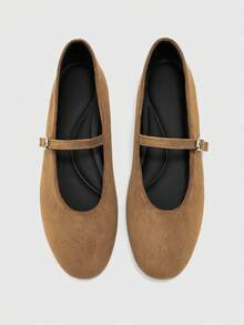 CUCCOO BIZCHIC Round Toe Women's Shoes, Low Vamp Comfortable Solid Color Flats, Suitable For Leisure Commuting And Versatile Vacation - Brown - View 2