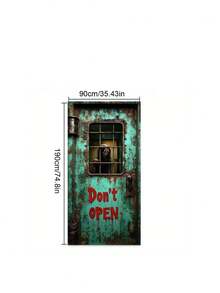 Halloween Door Curtain Decoration, Halloween Background Banner, Spooky Atmosphere Decor, Witch & Skull Door Cover - multicolor - View 3
