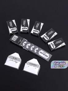 Double-Edged Razor Blade For Hairdresser, Men's Razor Blade, Stainless Steel Professional Haircut Tool - Black - View 1