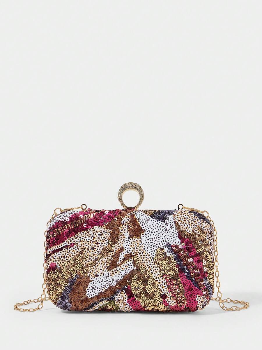 SHECARRY Ladies Fashionable Elegant Simple Classic Colorful Flowers Plants Sequins Dinner Bag, Clutch Bag, Party Dating Banquet Afternoon Tea Wedding - Multicolor - View 1