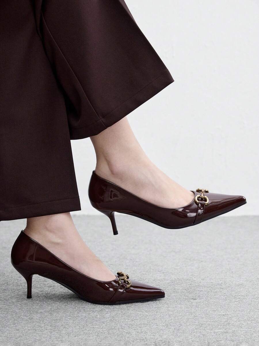 CUCCOO BIZCHIC Women's Elegant Kitten Heel Pumps, Versatile All-Season Commuter Shoes, Suitable For Office, Vacation And Outdoor Wear - Coffee Brown - View 1
